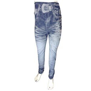 Women Blue/White Flower Leggings